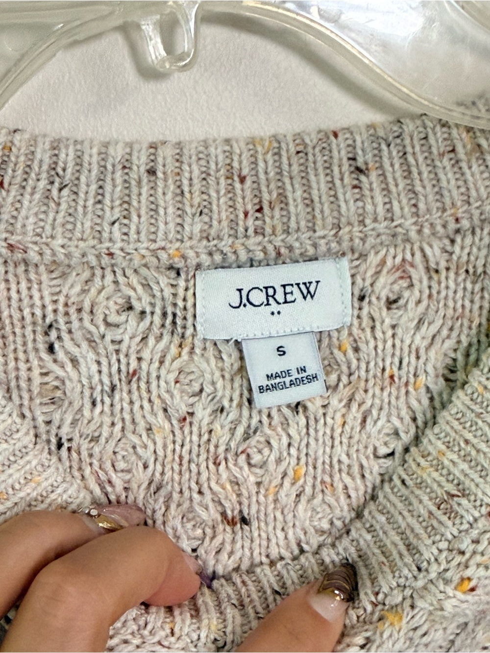 J. Crew cream oatmeal Donegal cable crewneck sweater Small - Picture 4 of 8